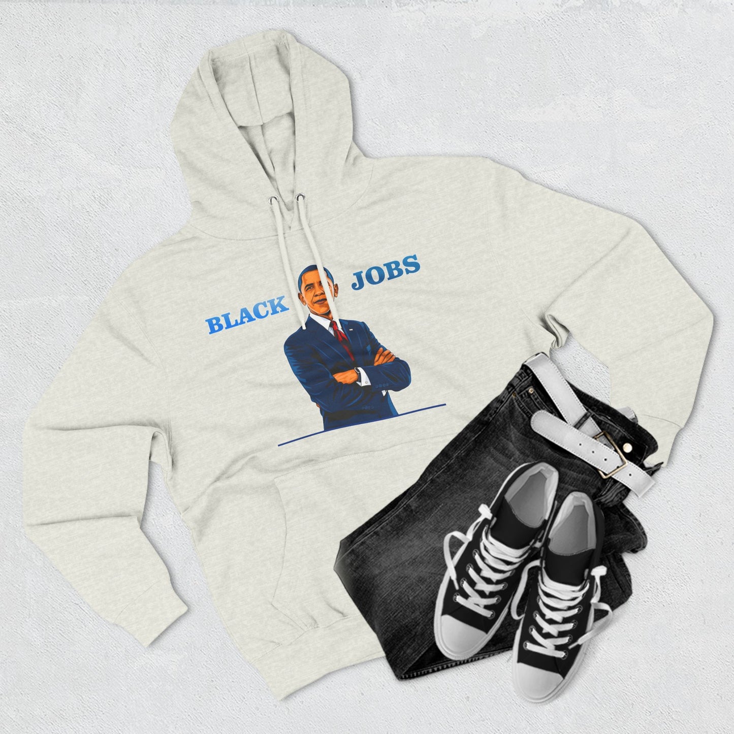 WHITE HOODIE PRESIDENT OBAMA BLACK JOBS