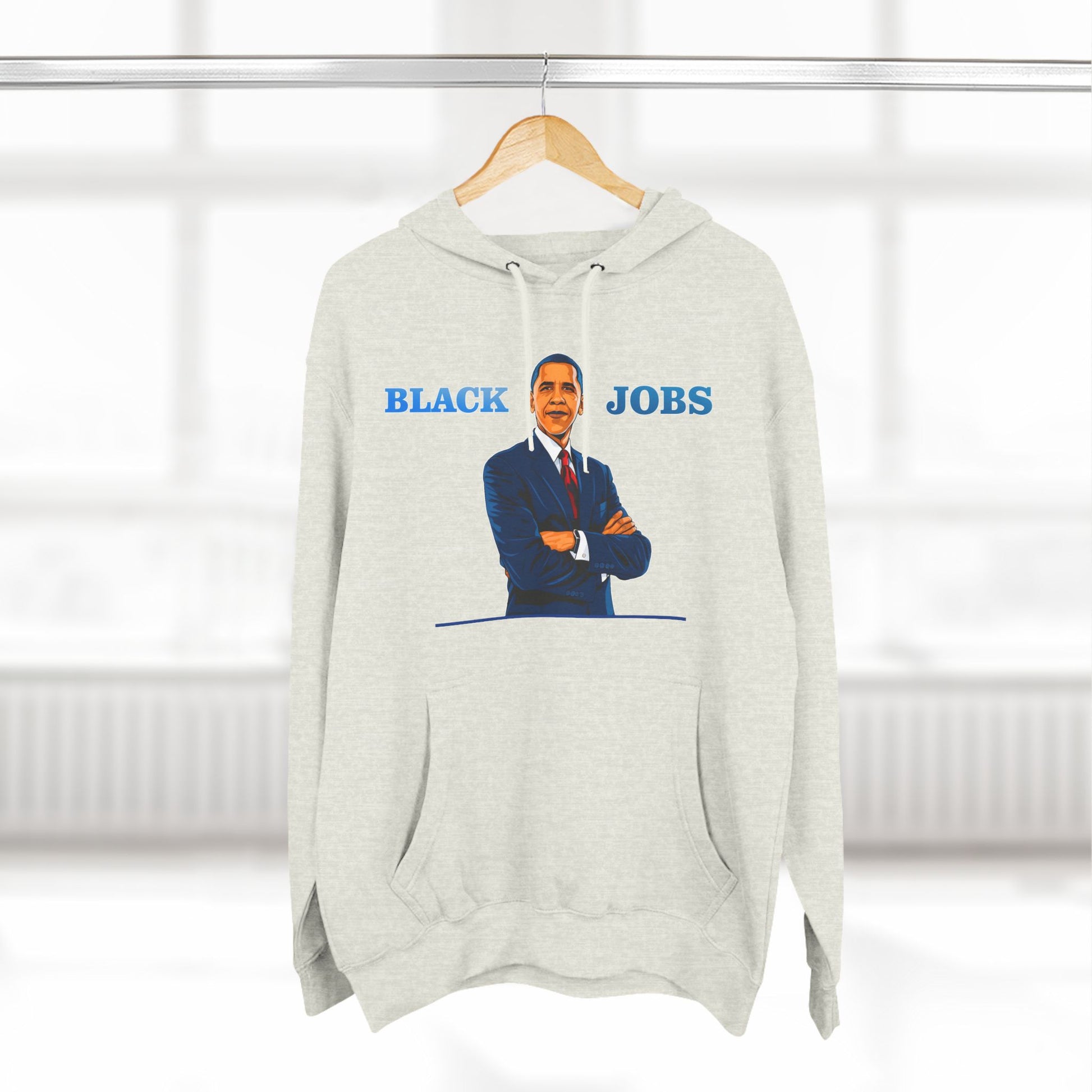 GREY HOODIE PRESIDENT OBAMA BLACK JOBS