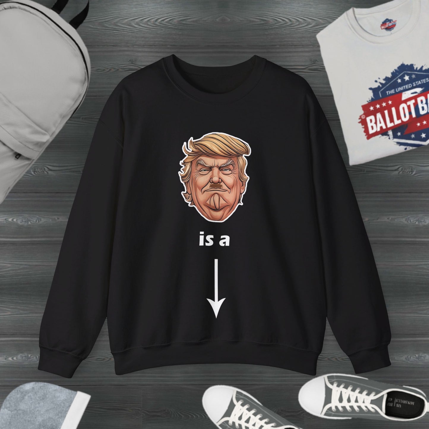 Black Anti Trump Unisex Crewneck Sweatshirt U.S. elections, unisex fit