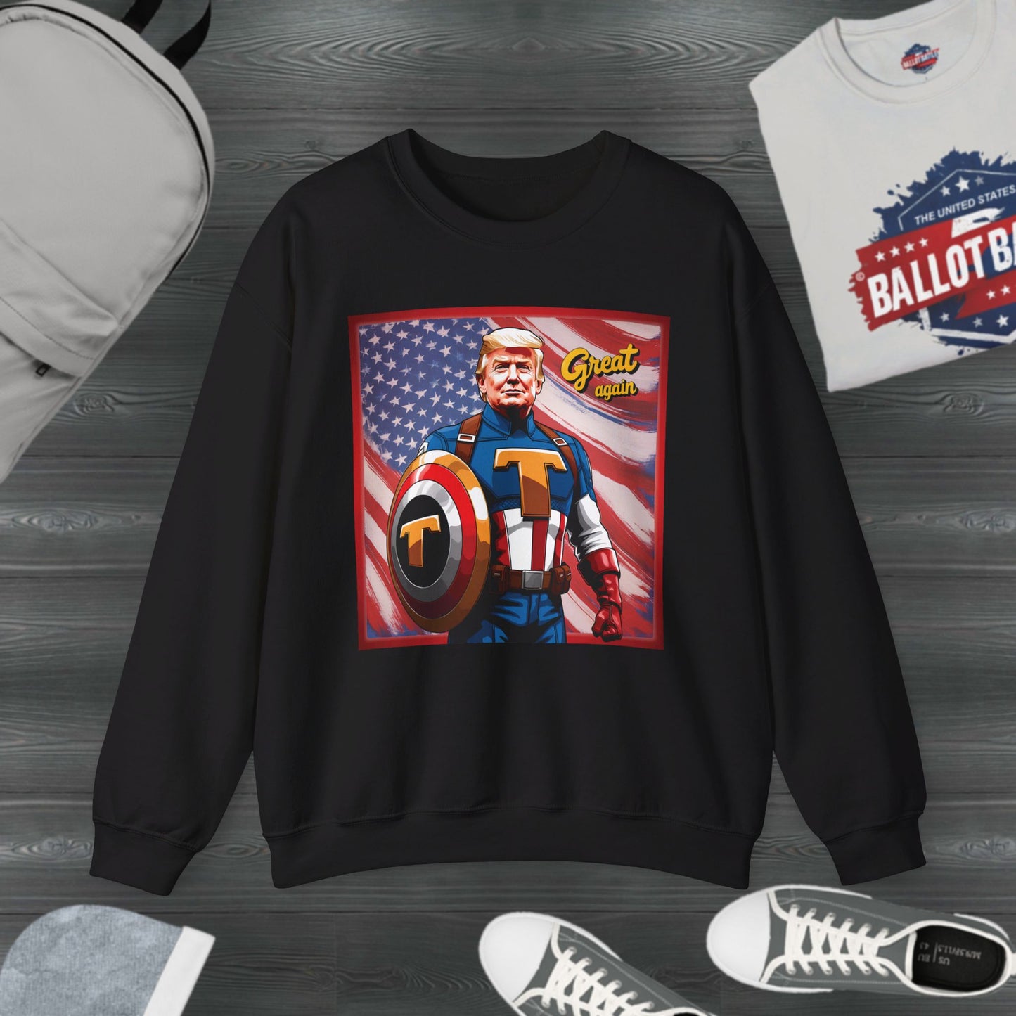 Black MAGA Great again "Captain Trump" Unisex Crewneck Sweatshirt U.S. elections, unisex fit