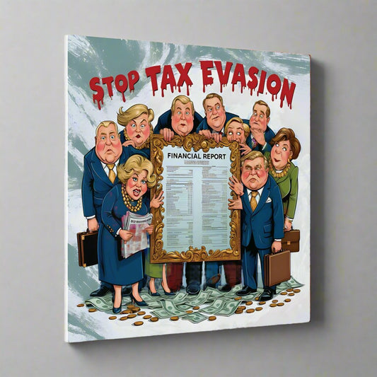 Democrats stop tax evasion canvas