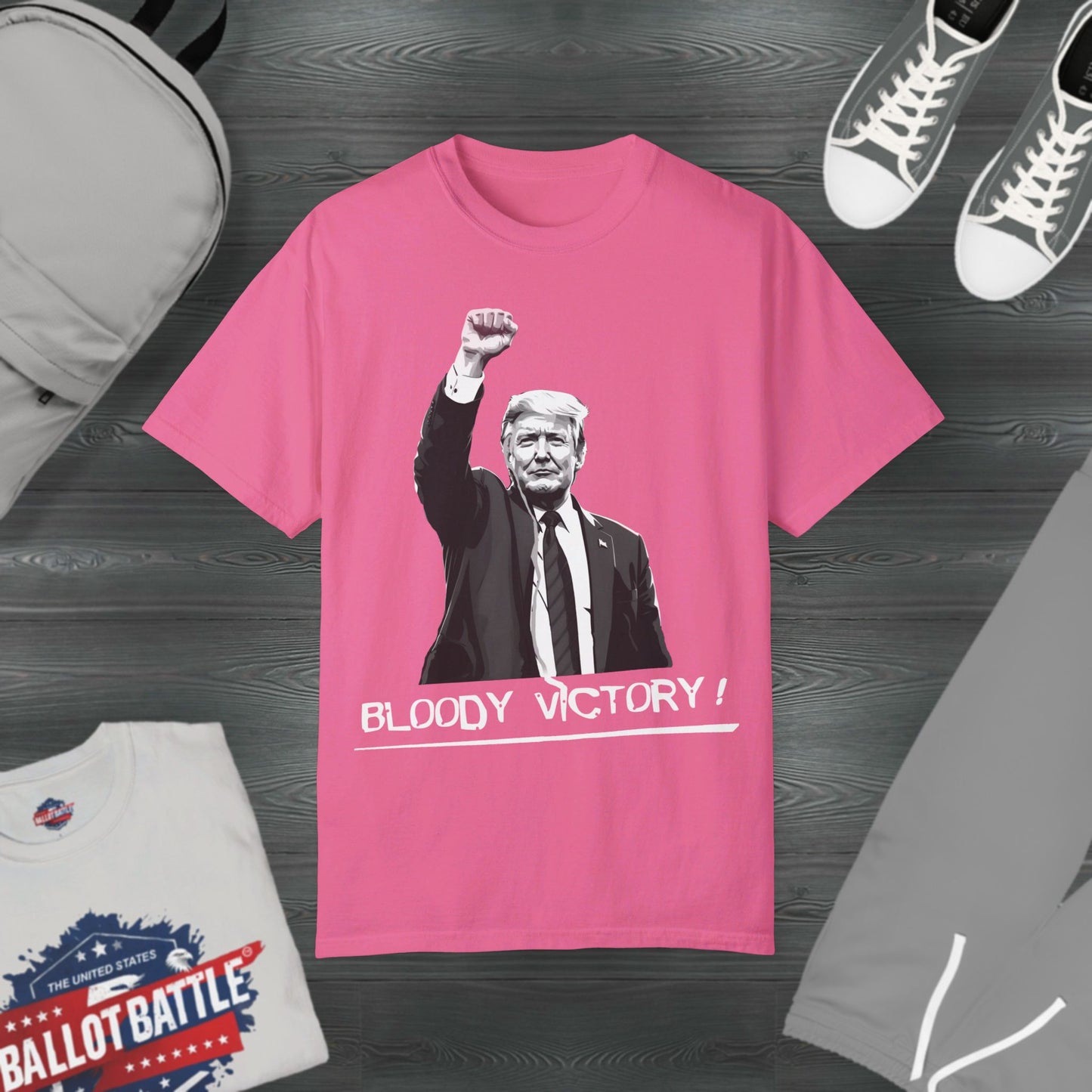 Pink Trump MAGA 2024 "Bloody Victory" Unisex, 100% cotton, premium T-shirt.